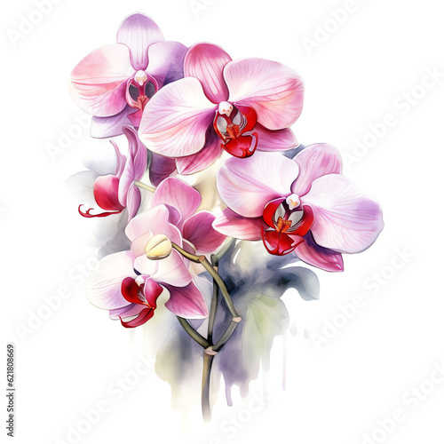 Generative AI   Realistic Watercolor Painting of Vibrant Orchids Blooming with Nature s Delicate Beauty 