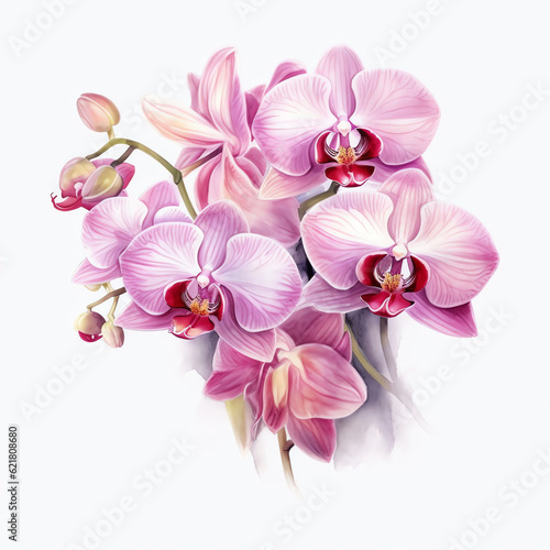 Generative AI   Realistic Watercolor Painting of Vibrant Orchids Blooming with Nature s Delicate Beauty 