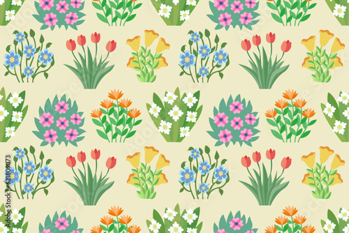 Abstract colorful floral vector pattern for fabric, textile, printing, wrapping paper, cover design. Cute colorful flat floral pattern.