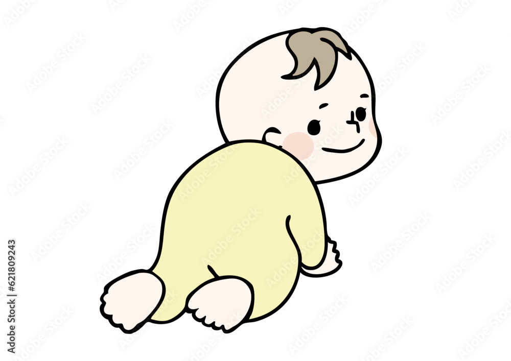 ハイハイするかわいい赤ちゃんのベクターイラスト ハイハイするかわいい赤ちゃんのベクターイラスト