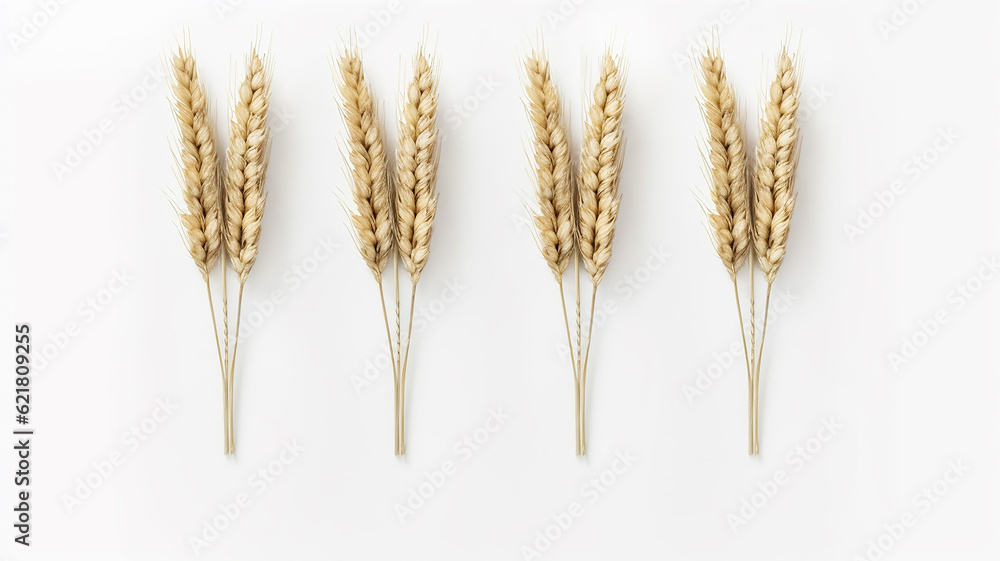 ears of golden wheat isolated on a white background. Generative AI ears of golden wheat isolated on a white background. Generative AI