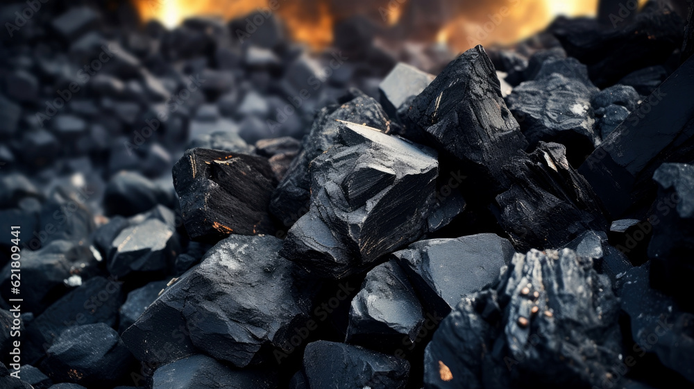 closeup view of coal, charcoal cubes