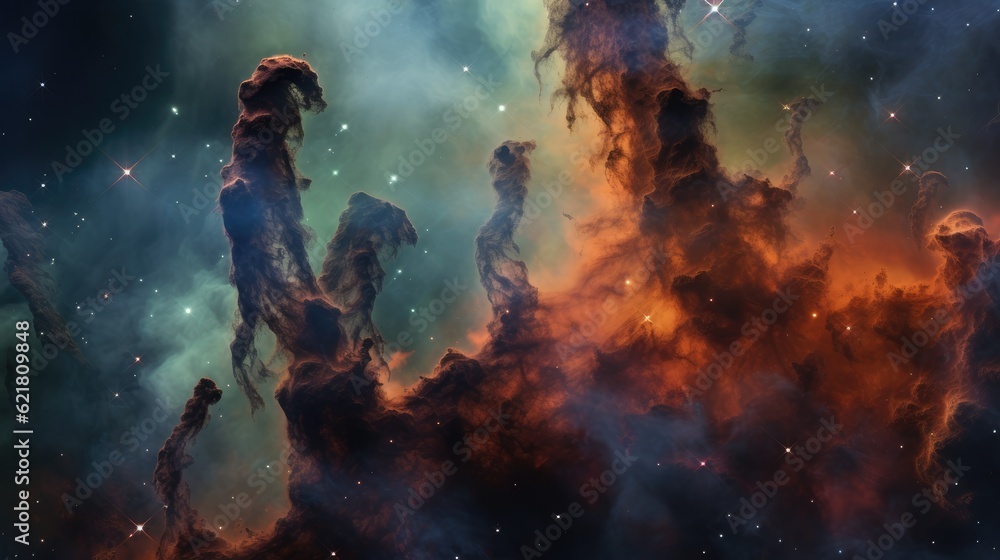 a photo in space of pillars of creation