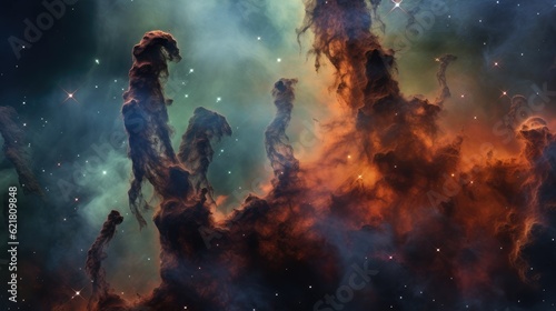 Tela a photo in space of pillars of creation