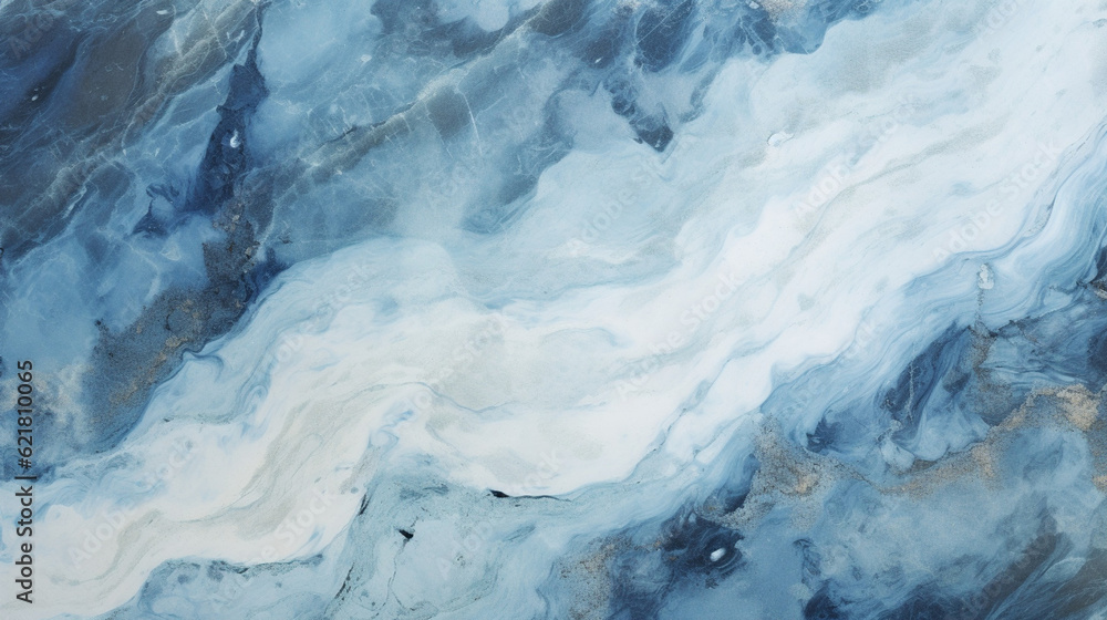 Blue ocean background abstract design. Marble stone texture with Generative Ai.