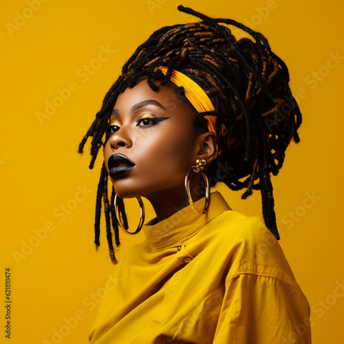 Black woman with dreadlocks. Generative AI.