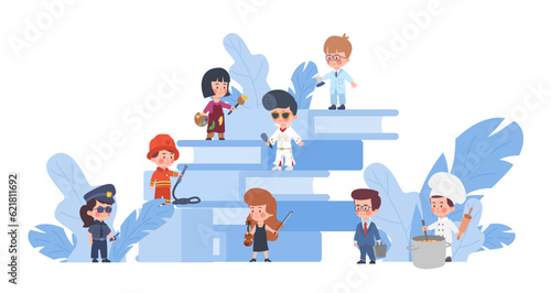 Set of various professions children flat style, vector illustration