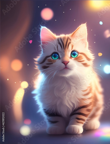 Cat with blue eyes bokeh background  generative ai