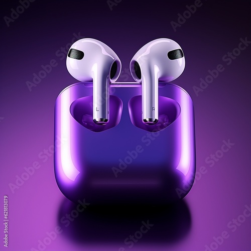 an airpods in purple color photo