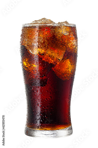 beverage, brownness, bubble, coke, cola, cold, cube, drink, drop, glass, ice, sodas