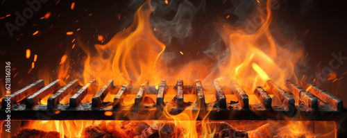 barbecue grill with fire. generative ai