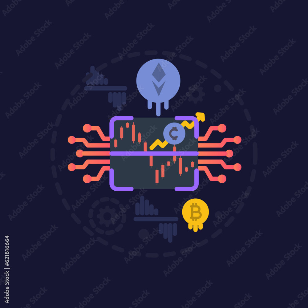 Fototapeta premium Online trading AI , vector illustration concept 