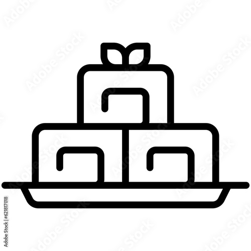 Japanese food icon, tamagoyaki, line style icon