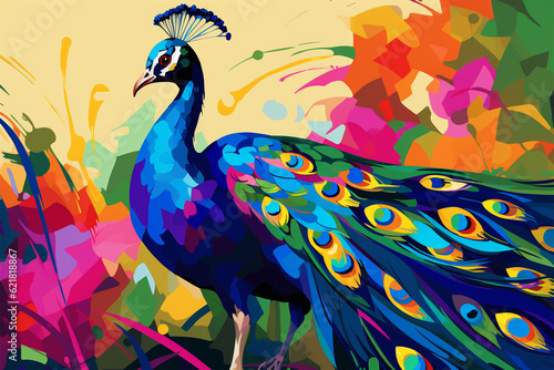 wpap style abstract background, peacock