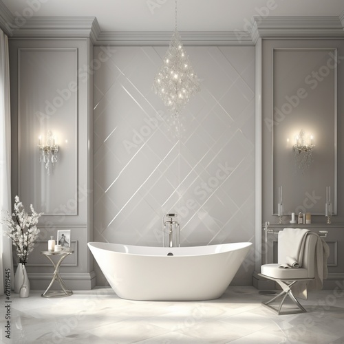 Luxury bathroom design with marble generated by AI