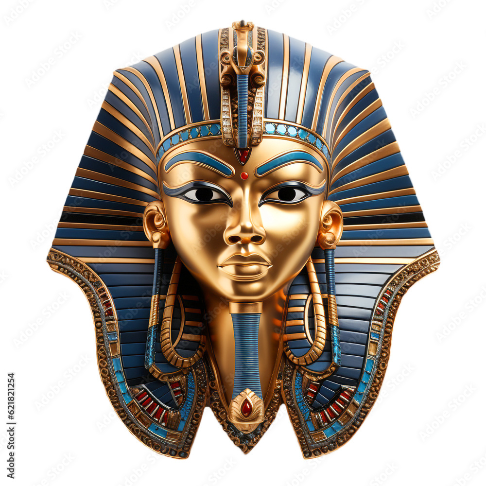 Egyptian farao mask on transparent background isolated png.Generated with AI - obrazy, fototapety, plakaty 