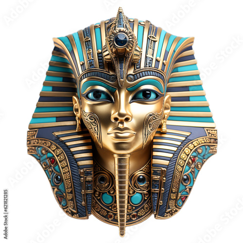 Egyptian farao mask on transparent background isolated png.Generated with AI