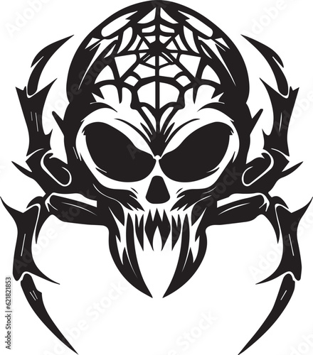 spider skull vector tattoo design
