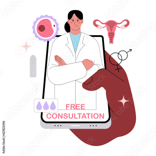 FEMTECH. Online gynecologist consultation. Mobile application,