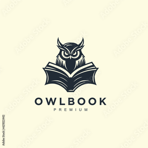 Owl Book icon logo design template. combination of owls on an open book logo vector illustration