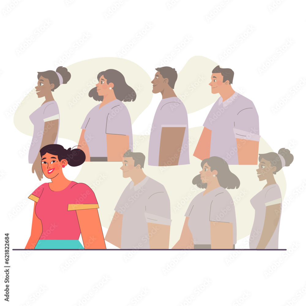 Uniqueness and individuality. Character standing out from the crowd, Uniqueness and individuality. Character standing out from the crowd,
