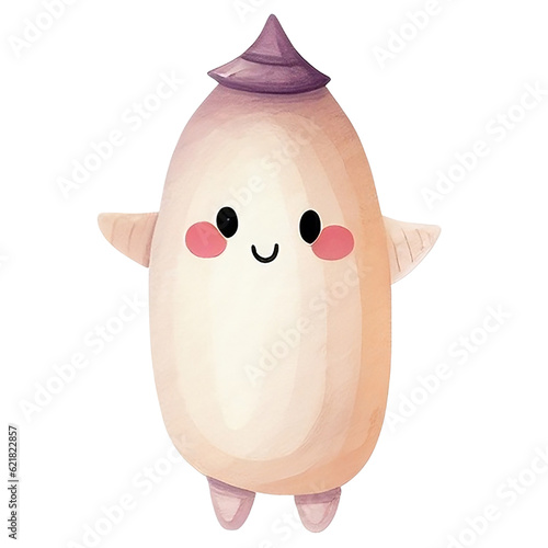 Single little ghost halloween with little hat illustration