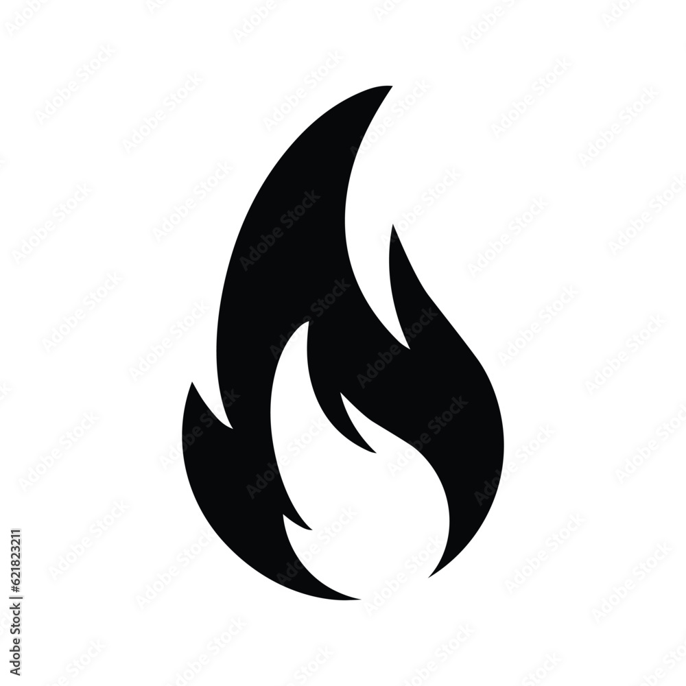 Blaze, burn, fire icon, Black vector graphics.
