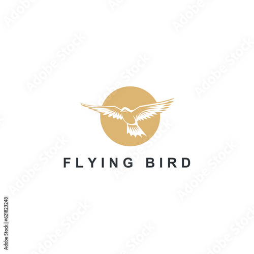 flying bird icon logo design template. golden birds flying in circles logo vector illustration