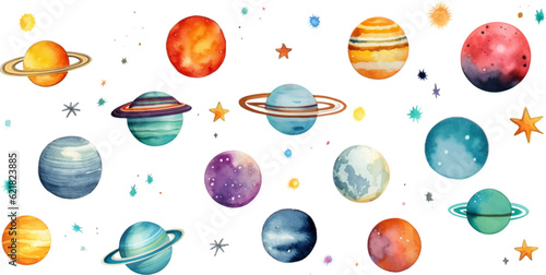planet watercolor for kids easy drawing kids style cute