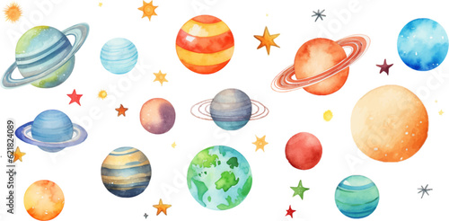 planet watercolor for kids easy drawing kids style cute