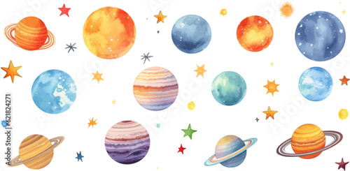 planet watercolor for kids easy drawing kids style cute