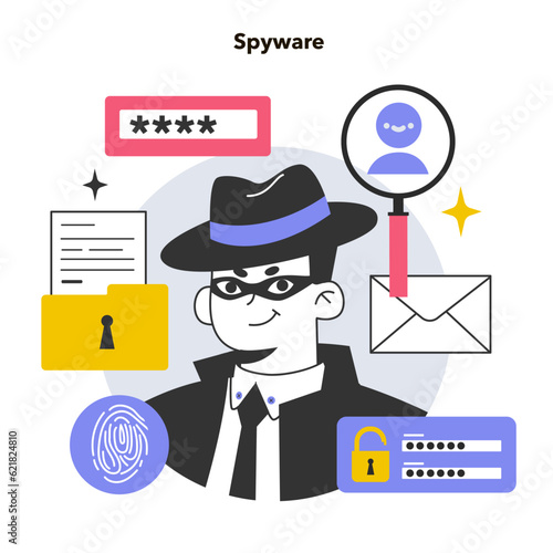 Spyware or adware. Dangerous malware monitoring traffic and stealing