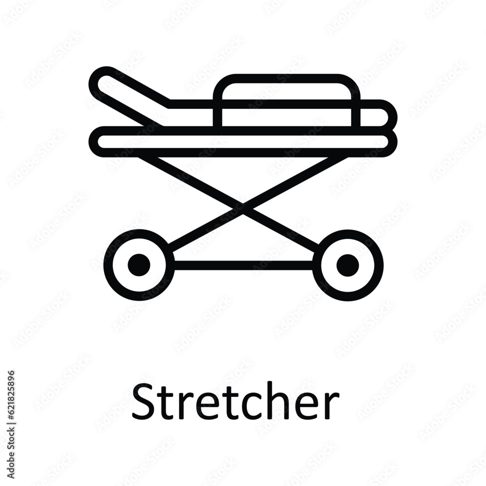 Stretcher Vector outline Icon Design illustration. Medical and Health Symbol on White background EPS 10 File Stretcher Vector outline Icon Design illustration. Medical and Health Symbol on White background EPS 10 File