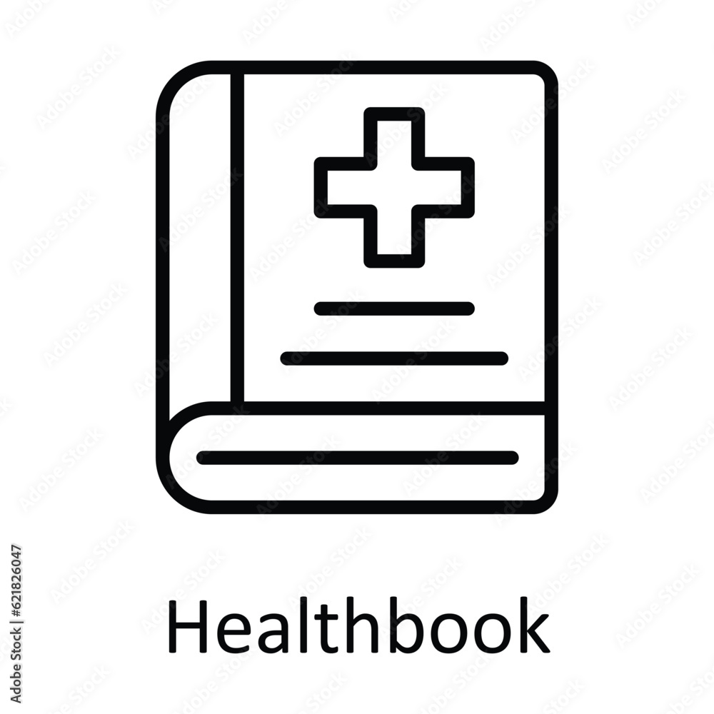 Obraz premium Health book Vector outline Icon Design illustration. Medical and Health Symbol on White background EPS 10 File