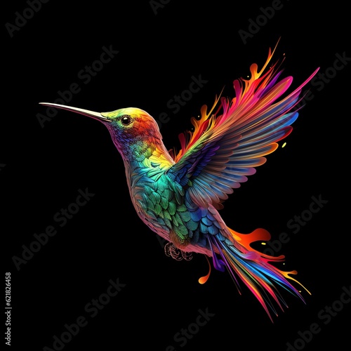 a colorful bird flying in the air © Visionary