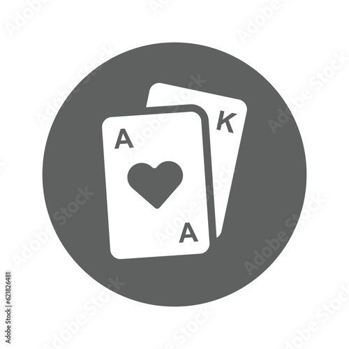 Cards, casino, gambler icon, Gray vector graphics.