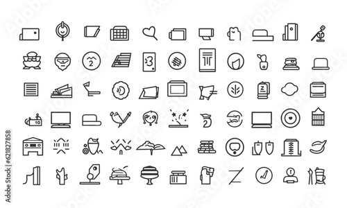 Tableau sur toile Line-style language web icon set