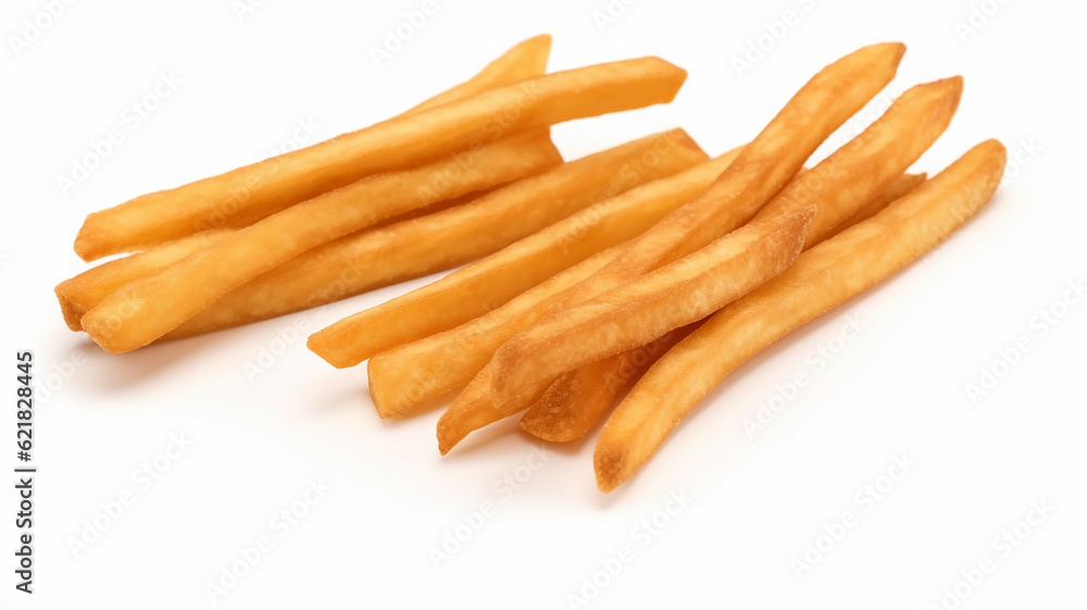 french fries isolated on a white background. Generative AI french fries isolated on a white background. Generative AI