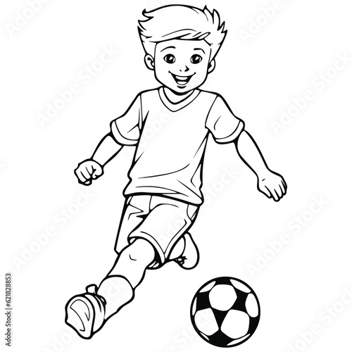 Cartoon Boy Playing Football