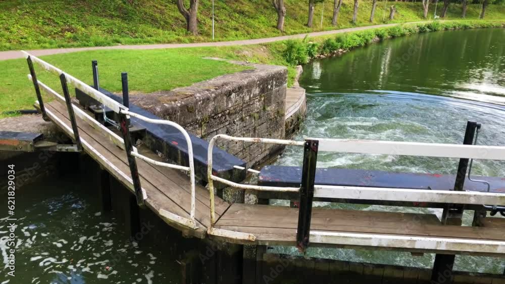 Lock in Goeta canal at Borensberg, Oestergoetland, Sweden, Europe