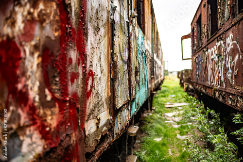 Old rusty train wagon background with shallow depth of field © webstoodio