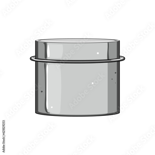 cylinder metal tin can cartoon. container conserve, silver packaging, lid ned cylinder metal tin can sign. isolated symbol vector illustration