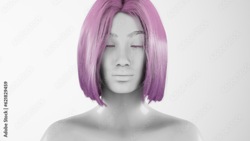Female hyper-realistic robot or cyborg in studio with white light. Artificial intelligence or neural network in image cybernetic girl. Digital technology concept. 3d render
