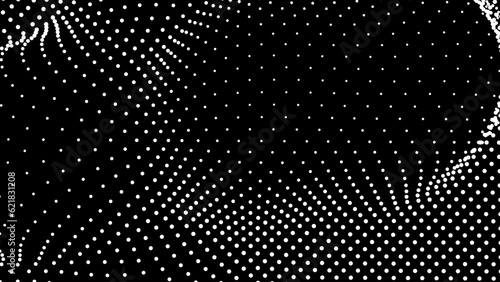 Dome-shaped protrusion part seine by stretching mesh for the illusion three-dimensional deformation of the surface. Screen media video trippy. Mesh LCD display. Scale size different hole space.