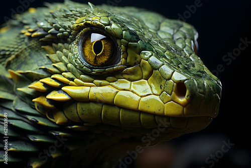 green lizard on a black background