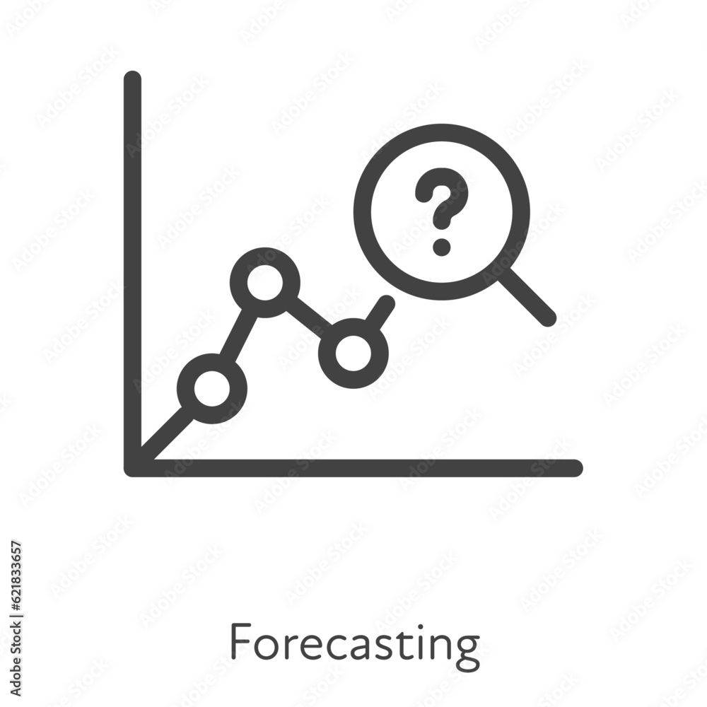 Outline style ui icons hard skill collection. Finance and business. Vector black linear icon illustration. Magnifier zoom on chart and question forecast symbol isolated on white background. Outline style ui icons hard skill collection. Finance and business. Vector black linear icon illustration. Magnifier zoom on chart and question forecast symbol isolated on white background.