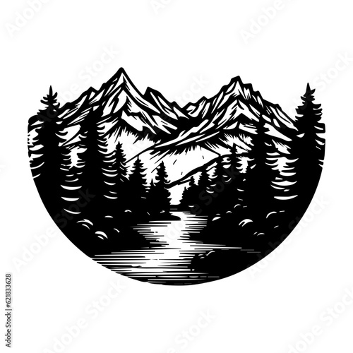 Mountains vector. mountain range isolated on white background, mountains silhouette. vector illustration.