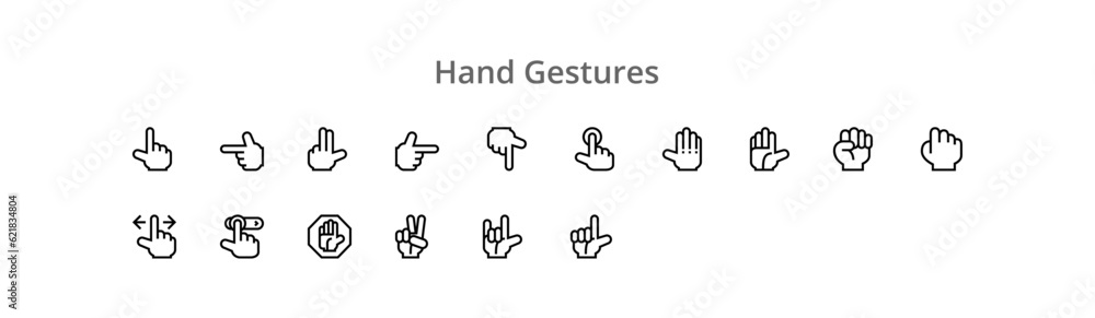 Fototapeta premium Hand Gestures icon set. Website set icon vector. for computer and mobile