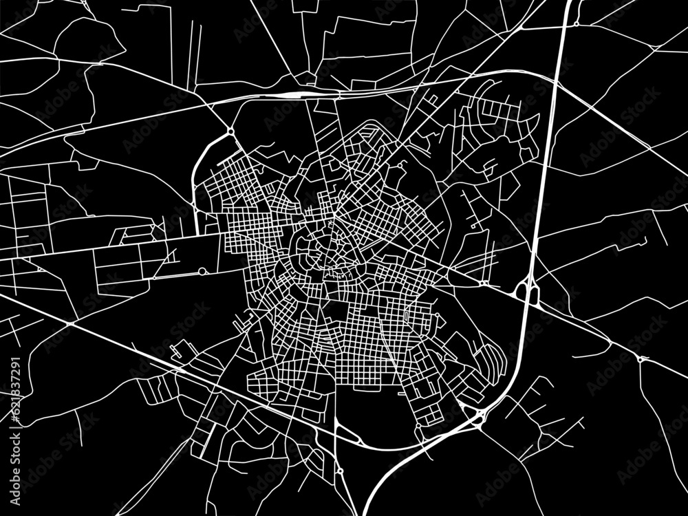 Vector road map of the city of Altamura in the Italy with white roads on a black background. Vector road map of the city of Altamura in the Italy with white roads on a black background.