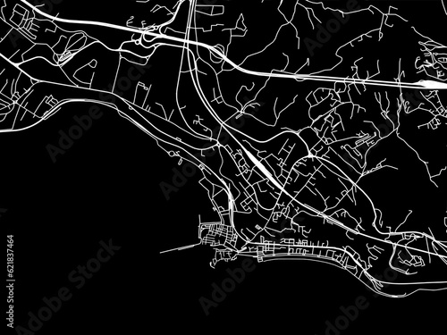 Foto Vector road map of the city of  Pozzuoli in the Italy with white roads on a black background